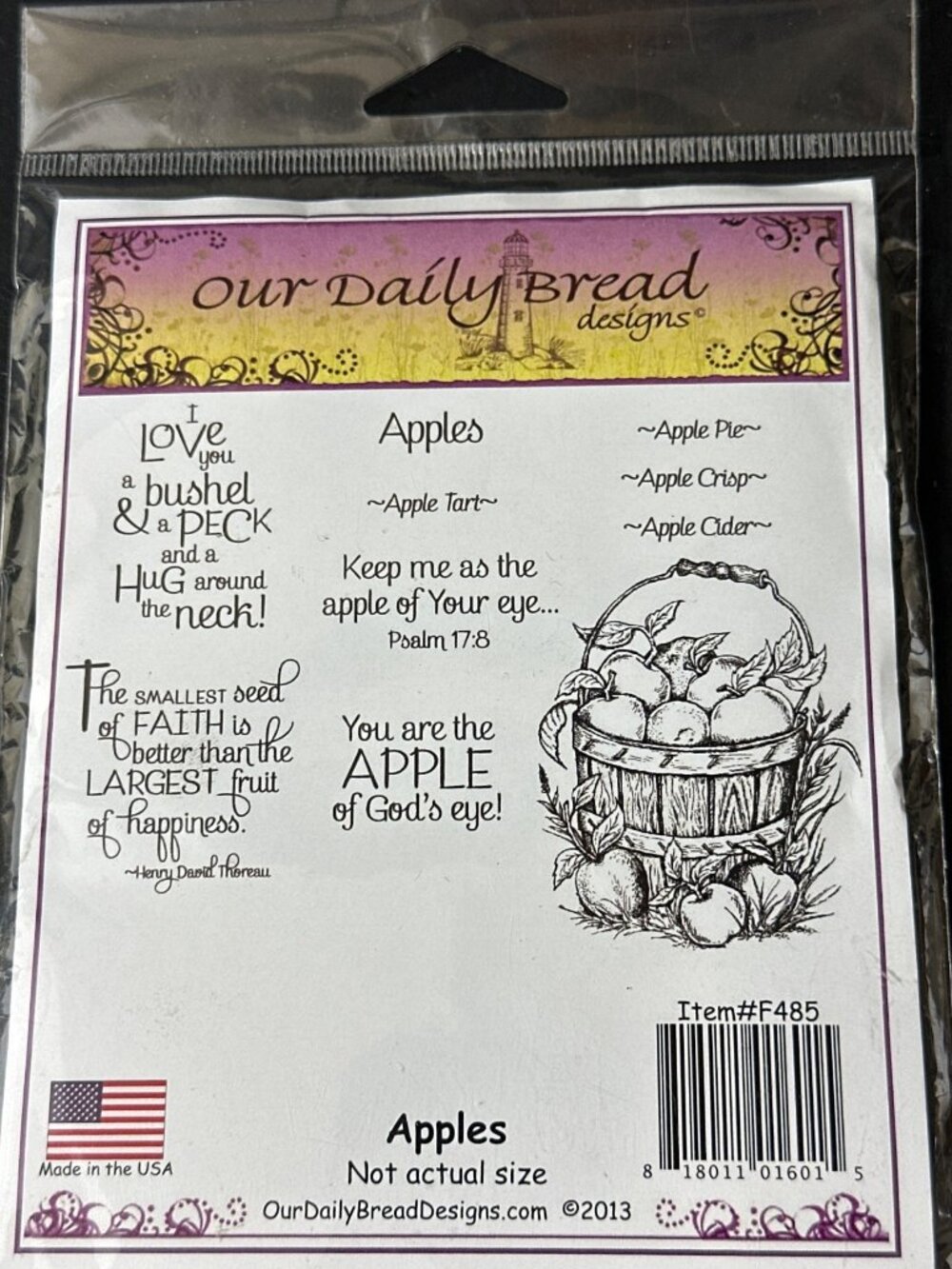 Our Daily Bread Designs F485 Apples Cling Rubber Stamps